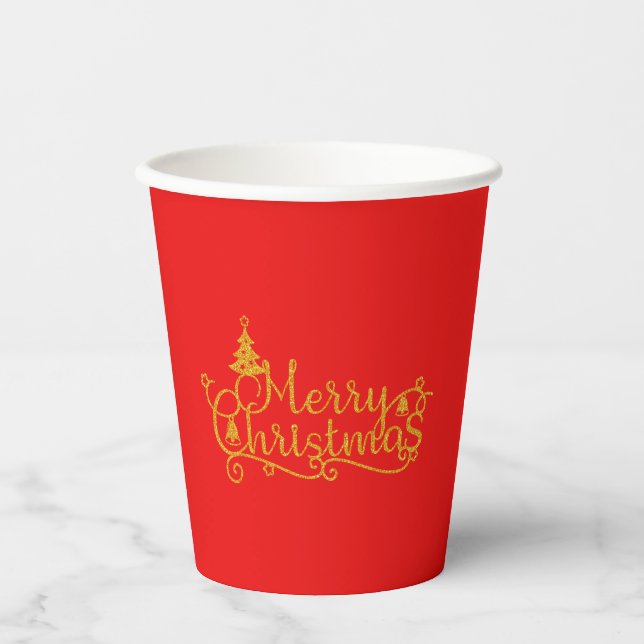 Frohe Weihnachten Pappbecher (Vorderseite)