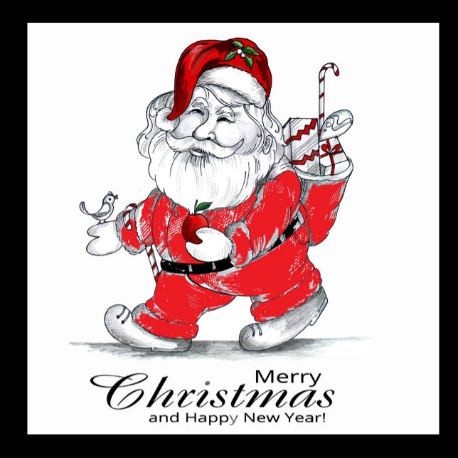 Frohe Weihnachten Pappbecher (Illustration of Santa Claus with a red hat and suit, with a Merry Christmas message.)