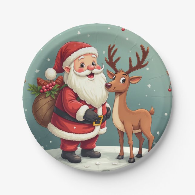 frohe Weihnachten Pappteller (Vorderseite)