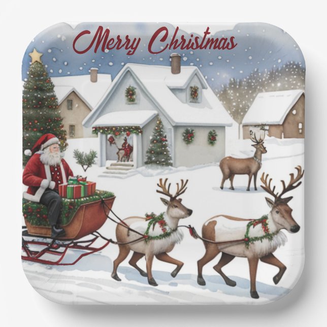 Frohe Weihnachten Pappteller (Vorderseite)