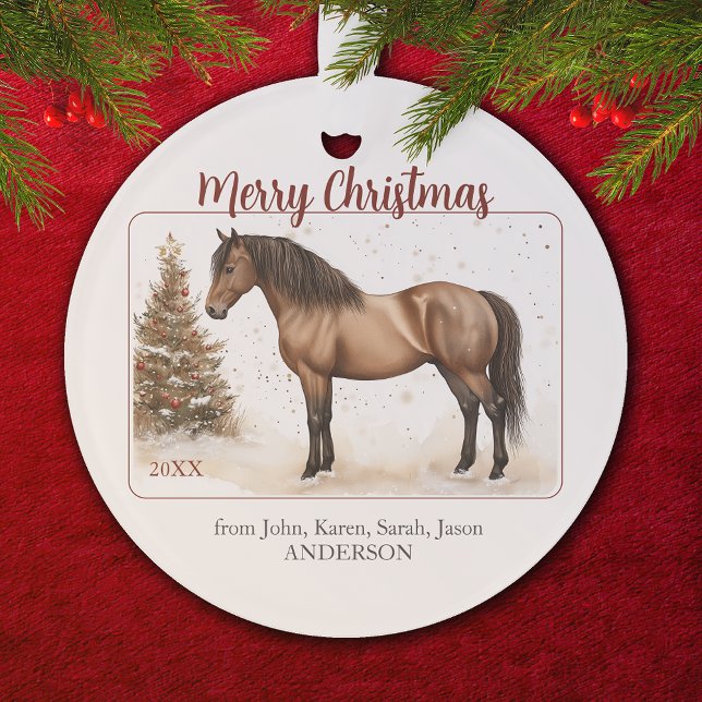 Frohe Weihnachten Paso Horse Wasserfarbe Personali Ornament (Merry Christmas Paso Horse Watercolor Personalized Ornament)