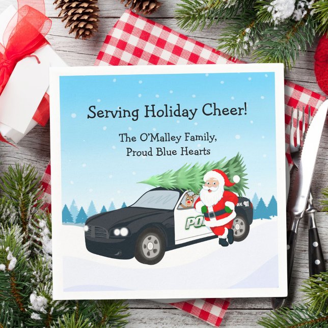 Frohe Weihnachten PD Polizeibeamter Santa Cop Auto Serviette (Von Creator hochgeladen)