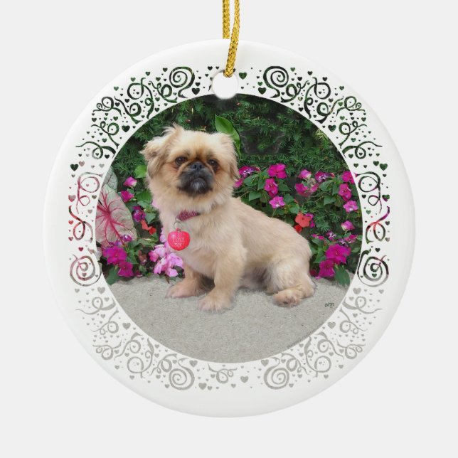 Frohe Weihnachten Pekingese Keramik Ornament (Vorne)