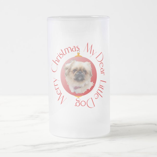 Frohe Weihnachten Pekingese Mattglas Bierglas (Mittel)