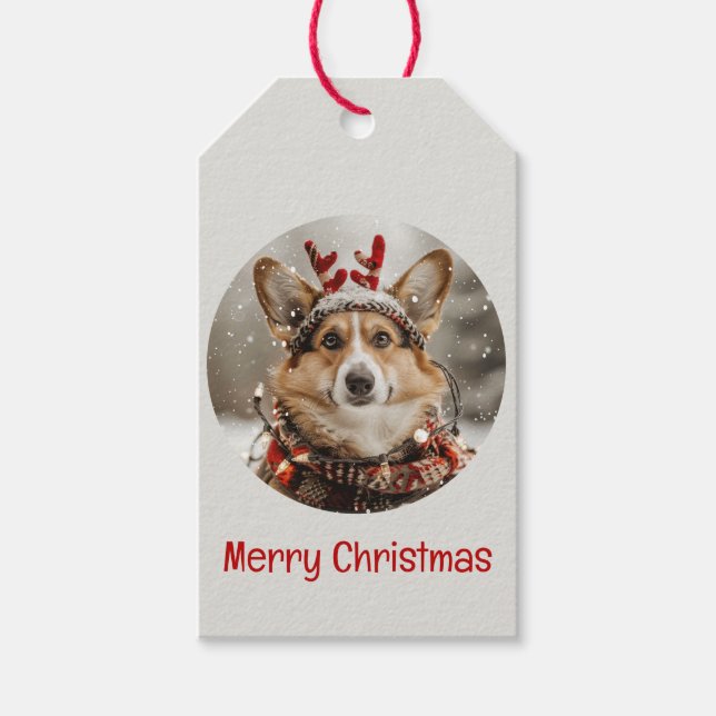 Frohe Weihnachten Pembroke Welsh Corgi Dog Geschenkanhänger (Vorderseite)
