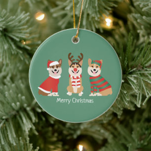 Frohe Weihnachten Pembroke Welsh Corgi Hunde Keramik Ornament