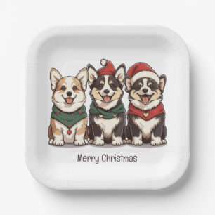 Frohe Weihnachten Pembroke Welsh Corgi Hunde Pappteller
