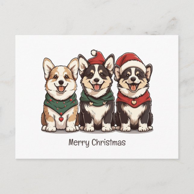 Frohe Weihnachten Pembroke Welsh Corgi Hunde Postkarte (Vorderseite)