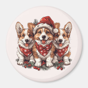 Frohe Weihnachten Pembroke Welsh Corgi Welpen Magnet