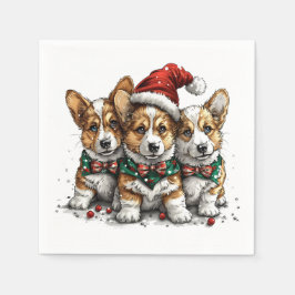 Frohe Weihnachten Pembroke Welsh Corgi Welpen Serviette
