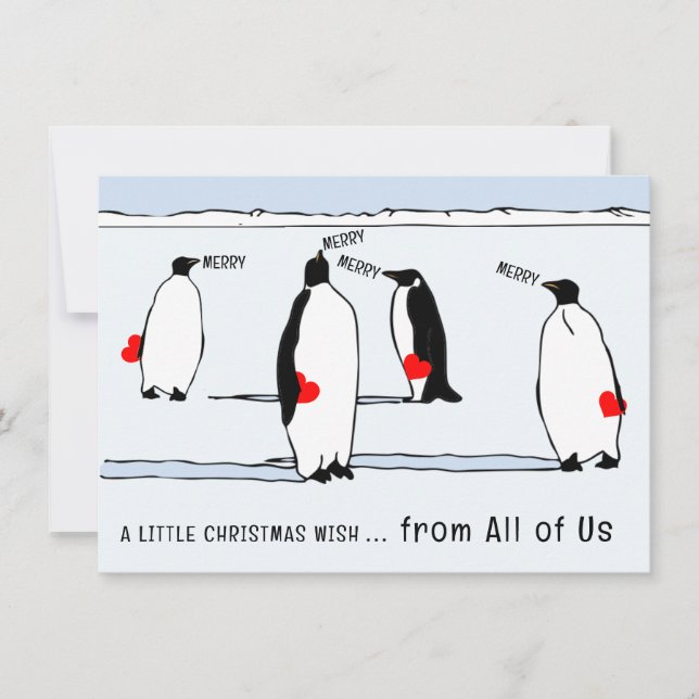 Frohe Weihnachten Penguin Holiday Cooles Rotes Her Karte (Vorderseite)