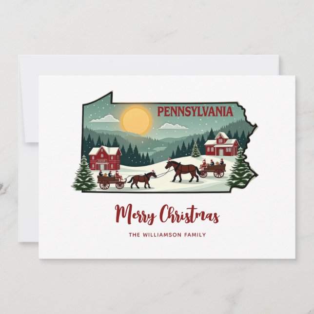 Frohe Weihnachten Pennsylvania Staat Personalisier (Vorderseite)