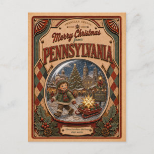 Frohe Weihnachten Pennsylvania Vintage-Schneekugel