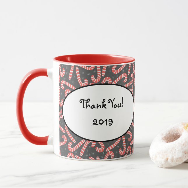 Frohe Weihnachten Peppermint Candy Canes Snowflake Tasse (Mit Donut)