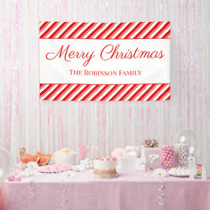 Frohe Weihnachten Peppermint Red Stripe Individuel Banner