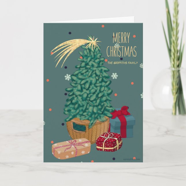 Frohe Weihnachten. Personalisierbar Feiertagskarte (Vorderseite)