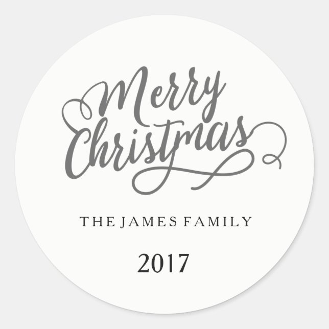 Frohe Weihnachten Personalisiert Familienname Runder Aufkleber (Vorderseite)