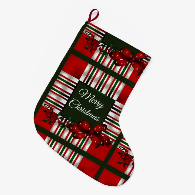 Frohe Weihnachten Personalisiert Großer Weihnachtsstrumpf (Vorderansicht (hängend))