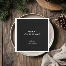 Frohe Weihnachten Personalisiert Name Black Serviette