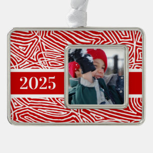 Frohe Weihnachten Personalisiert Rahmen-Ornament Silber