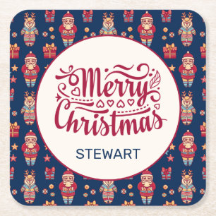 Frohe Weihnachten Personalisiert Rechteckiger Pappuntersetzer