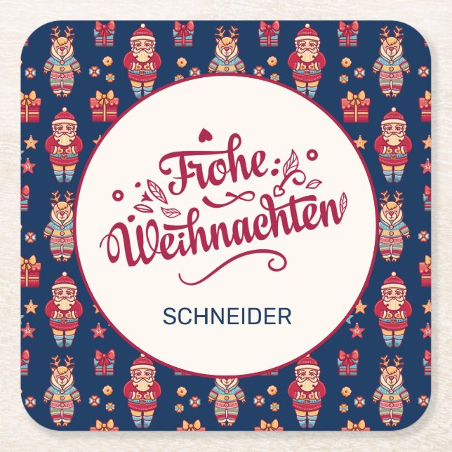 Frohe Weihnachten Personalisiert Rechteckiger Pappuntersetzer (Vorderseite)