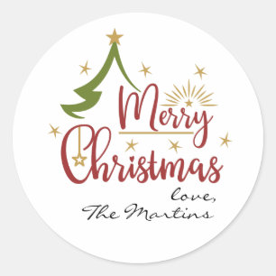 Frohe Weihnachten Personalisiert Runder Aufkleber