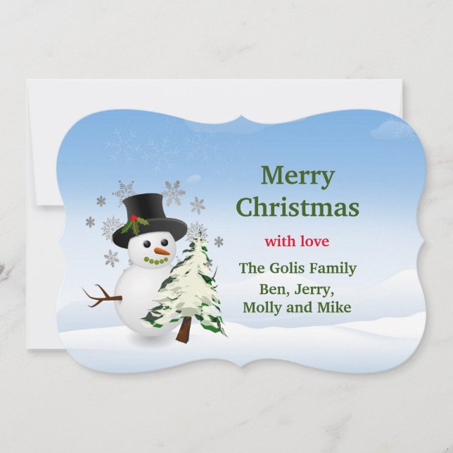 Frohe Weihnachten Personalisiert Snowman Card (Vorderseite)