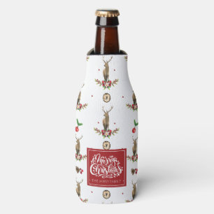 Frohe Weihnachten Personalisiert Winter Deer Patte Flaschenkühler