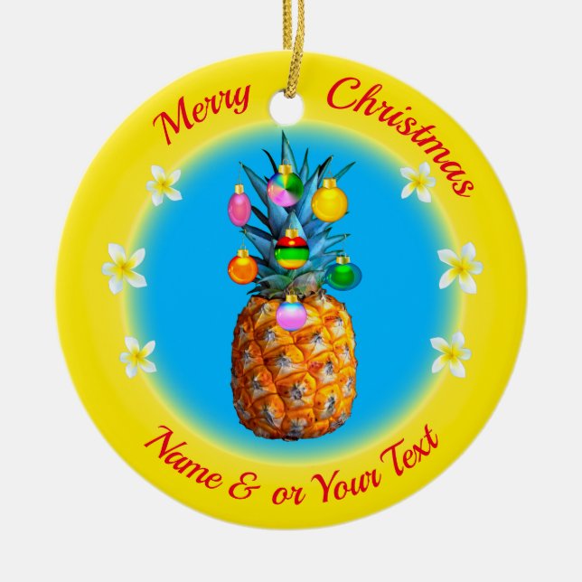 Frohe Weihnachten Personalisierte Ananas Ornament (Vorne)