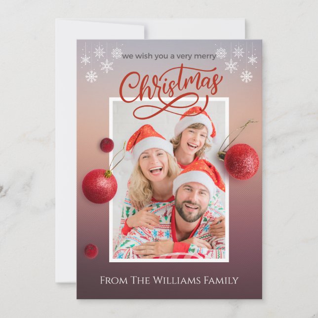 Frohe Weihnachten Personalisierte Familienfotokart Einladung (Vorderseite)