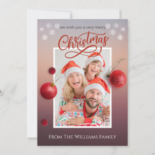 Frohe Weihnachten Personalisierte Familienfotokart Einladung