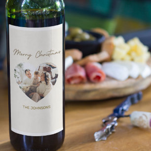 Frohe Weihnachten Personalisierte Foto-Wein-Etiket Weinetikett