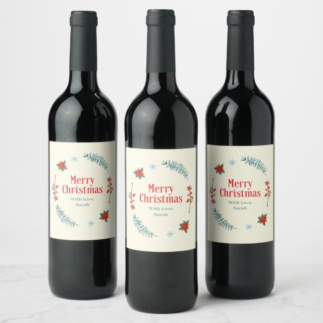 Frohe Weihnachten Personalisierte Wine Labels Weinetikett (Flaschen)