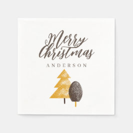 Frohe Weihnachten Personalisierter Goldbaum Serviette