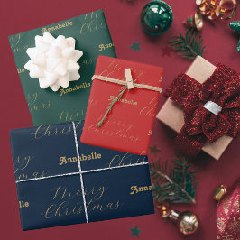 Frohe Weihnachten Personalisierter Name, glücklich Geschenkpapier Set