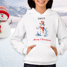 Frohe Weihnachten Personalisierter Schneemann Hoodie