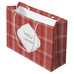 Frohe Weihnachten Personalisierter Tartan Burgunde Große Geschenktüte