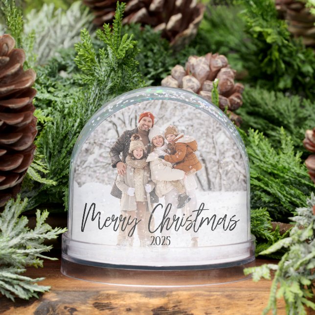 Frohe Weihnachten Personalisiertes Foto Schneekugeln (Winter)