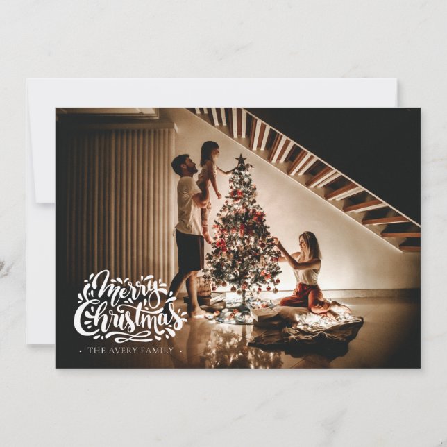 Frohe Weihnachten Personalisiertes Foto Winter Bir (Vorderseite)