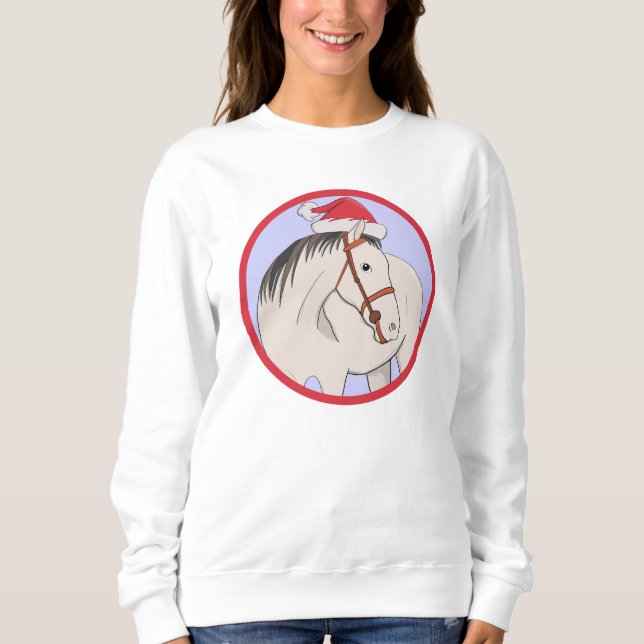 Frohe Weihnachten Pferd Sweatshirt (Vorderseite)