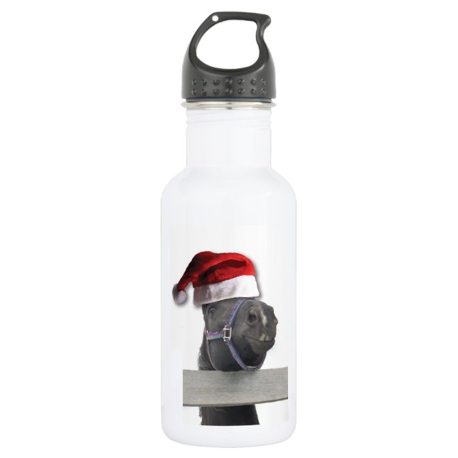 Frohe Weihnachten Pferd Trinkflasche (Vorderseite)