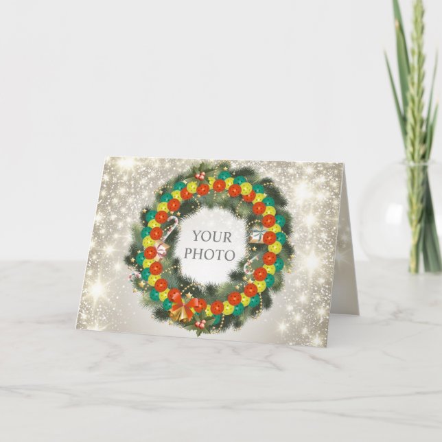 Frohe Weihnachten Pickleball 1A Karte (Vorderseite)