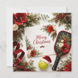 Frohe Weihnachten Pickleball Floral Grußkarte Karte