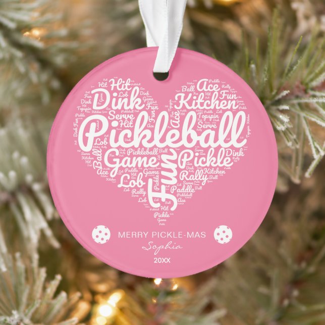 Frohe Weihnachten Pickleball Word Art Personalisie Ornament (Baum)