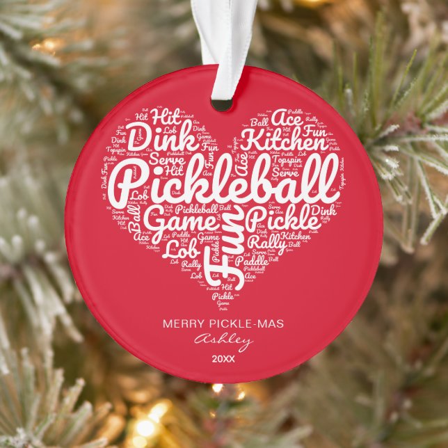Frohe Weihnachten Pickleball Word Art Personalisie Ornament (Baum)