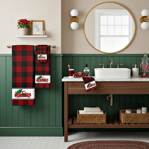 Frohe Weihnachten Pickup und Baum Badetuch-Set Badhandtuch Set