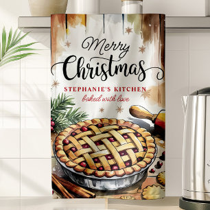 Frohe Weihnachten Pie Backen Personalisiert Geschirrtuch