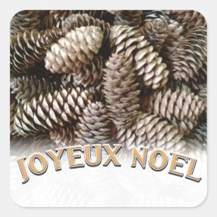 Frohe Weihnachten Pine Cone Quadratischer Aufkleber