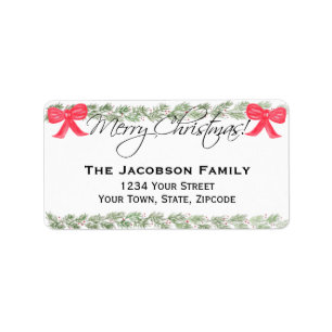 Frohe Weihnachten Pine Garland Rücksendeadresse Adressaufkleber